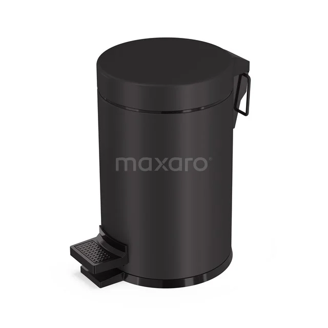Pedal bin Radius Black with soft close for Bathroom and Toilet, 3 litres, Black 200-5201MBN