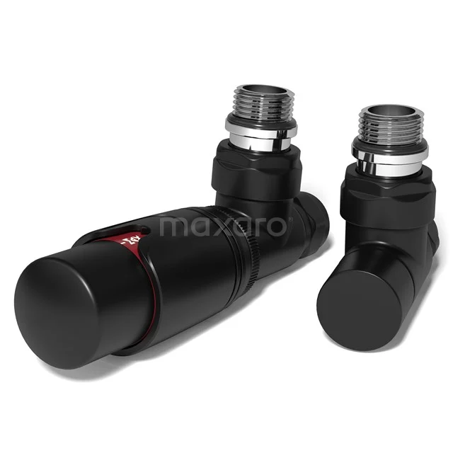 Radiator valve Thermostatic Single Angled with foot valve Matte Black-Matt Black DRK14MBN-MBN