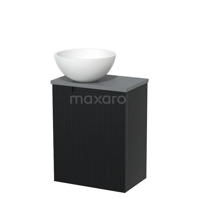 Toilet unit with countertop wash basin | 41 cm Matte black Line front Matte white Solidtop wash basin Mid grey worktop TMK10-15084