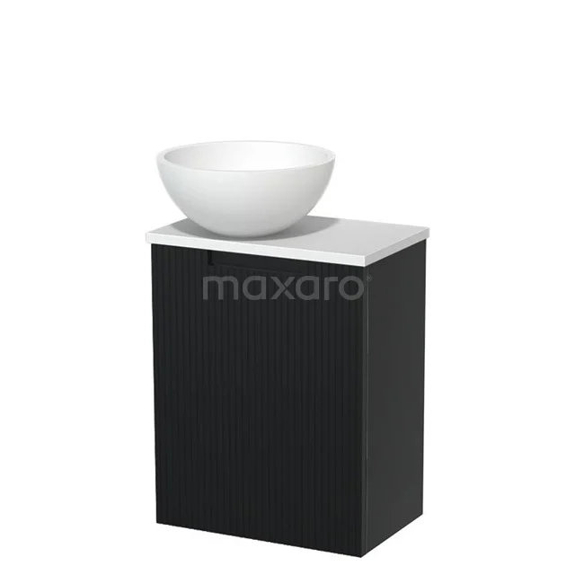 Toilet unit with countertop wash basin | 41 cm Matte black Line front Matte white Solidtop wash basin Matte white worktop TMK10-15110