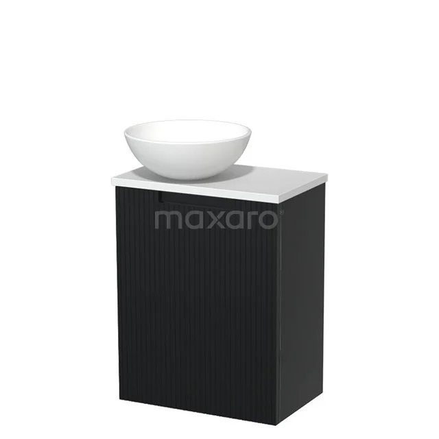 Toilet unit with countertop wash basin | 41 cm Matte black Line front Matte white Ceramic countertop wash basin Matte white worktop TMK10-15338