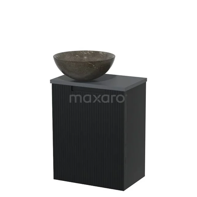 Toilet unit with countertop wash basin | 41 cm Matte black Front line Blue stone Natural stone countertop wash basin Dark grey worktop TMK10-15342