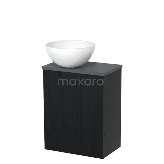 Toilet unit with wash basin | 41 cm Matte black Front line Gloss white Mineral marble countertop wash basin Dark grey worktop TMK10-15343