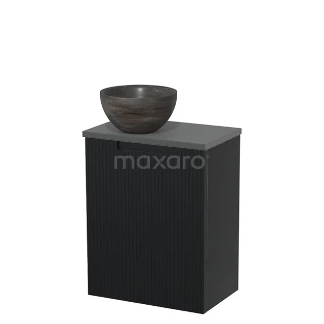 Toilet unit with countertop wash basin | 41 cm Matte black Front line Blue stone Natural stone countertop wash basin Dark grey worktop TMK10-15125