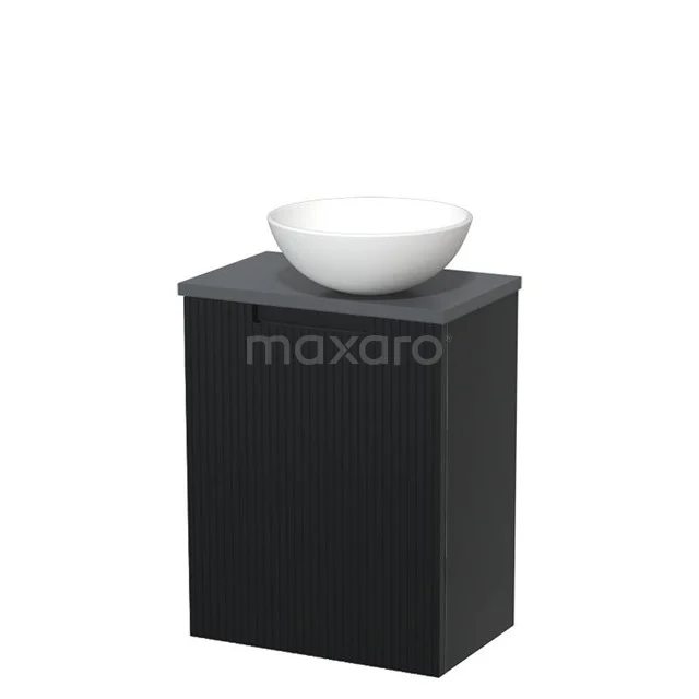 Toilet unit with countertop wash basin | 41 cm Matte black Line front Matte white Ceramic countertop wash basin Dark grey worktop TMK10-15351