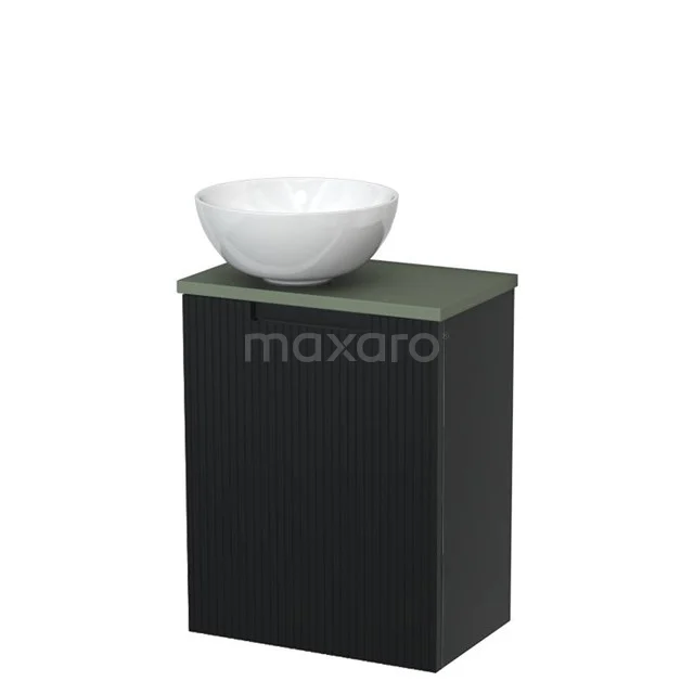 Toilet unit with countertop wash basin | 41 cm Matte black Front line Gloss white Ceramic countertop wash basin Sage green worktop TMK10-15367