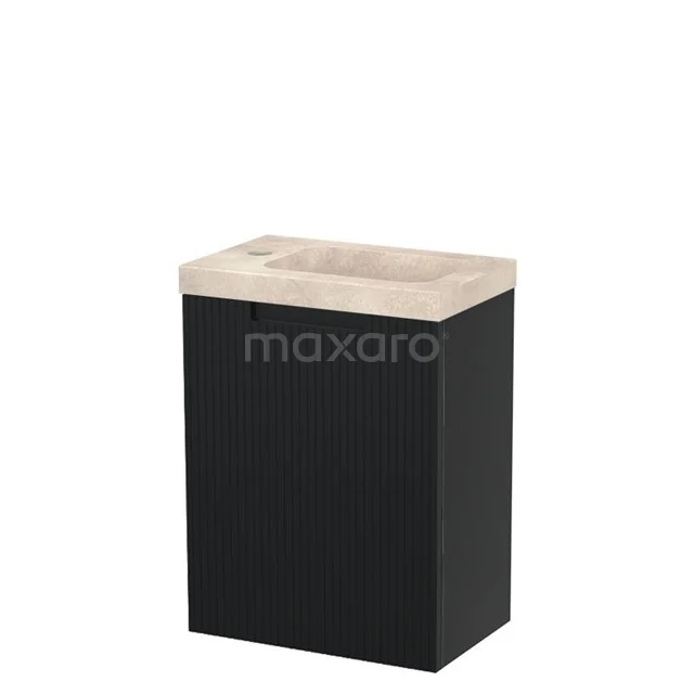 Modulo Pico WC-Möbel mit Waschbecken | 40 cm Matt Schwarz Line Front Naturstein TMW10-00732