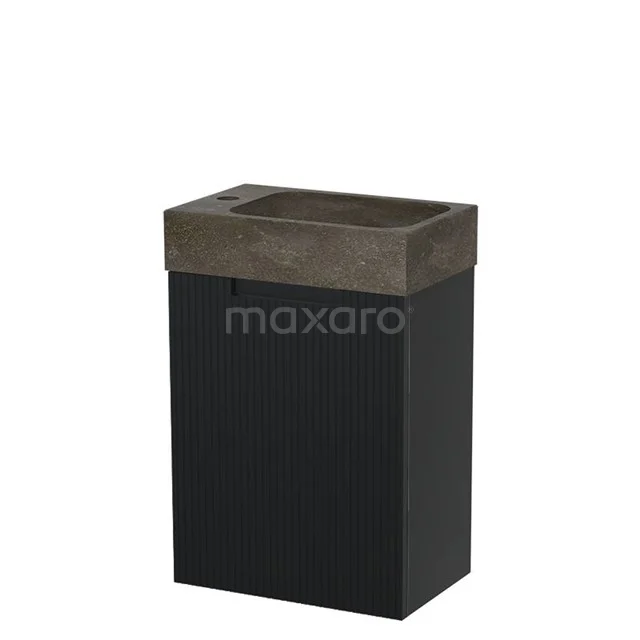 Modulo Pico Toilet unit with basin | 40 cm Matte black Fronts line Natural stone TMW10-00734