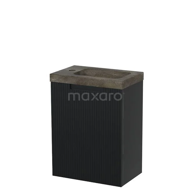 Modulo Pico Toilet unit with basin | 40 cm Matte black Fronts line Natural stone TMW10-00724