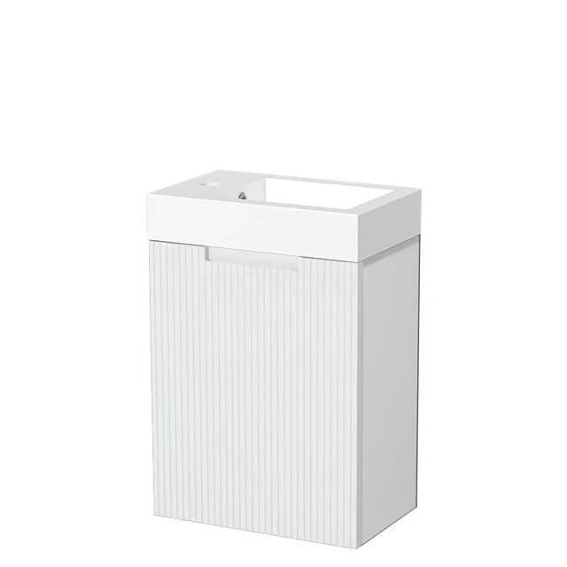 Modulo Pico Toiletmeubel met wastafel | 40 cm Mat wit Lijn front Mineraalmarmer TMW10-00736