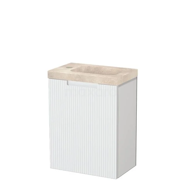 Modulo Pico Toiletmeubel met wastafel | 40 cm Mat wit Lijn front Natuursteen TMW10-00743