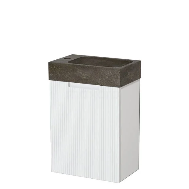 Modulo Pico Toiletmeubel met wastafel | 40 cm Mat wit Lijn front Natuursteen TMW10-00745