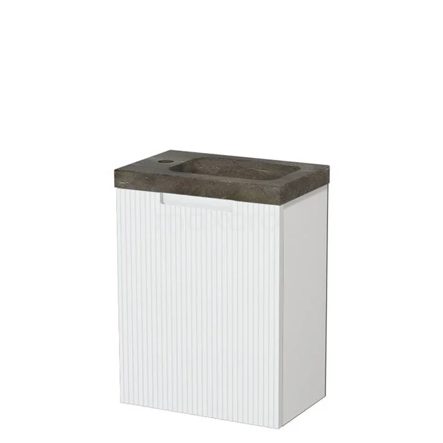 Modulo Pico Toiletmeubel met wastafel | 40 cm Mat wit Lijn front Natuursteen TMW10-00746