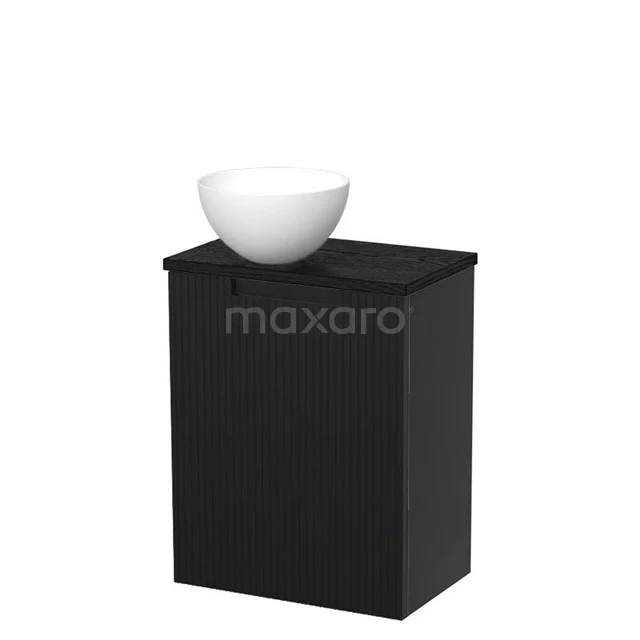 Toilet unit with countertop wash basin | 41 cm Matte black Line front Matte white Solid surface wash basin Black oak worktop TMK10-15165