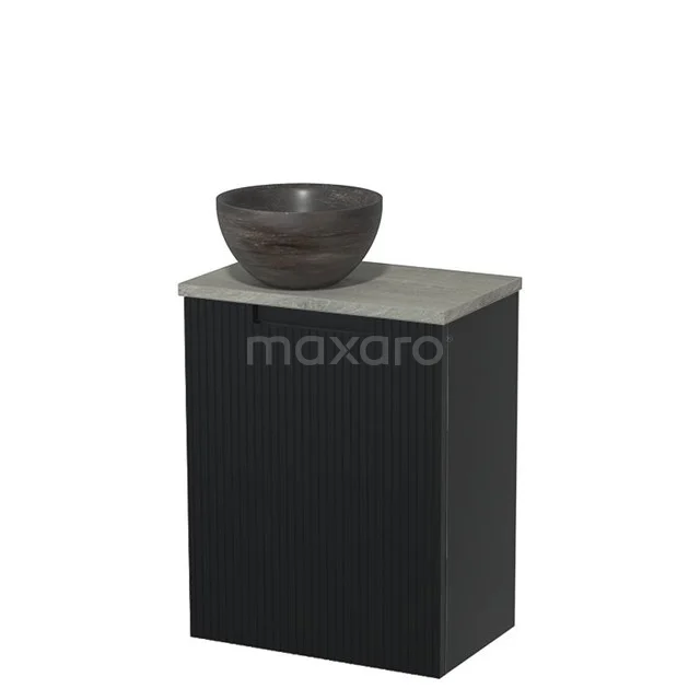 Toilet unit with countertop wash basin | 41 cm Matte black Front line Blue stone Natural stone worktop Grey oak worktop TMK10-15242