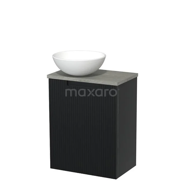 Toilet unit with countertop wash basin | 41 cm Matte black Line front Matte white Ceramic worktop Grey oak worktop TMK10-15468
