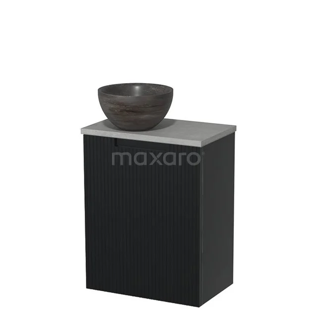 Toilet unit with countertop wash basin | 41 cm Matte black Line front Blue stone Natural stone countertop wash basin Light grey concrete worktop TMK10-15255