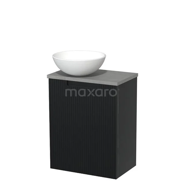 Toilet unit with countertop wash basin | 41 cm Matte black Line front Matte white Ceramic basin Light grey concrete fronts TMK10-15260