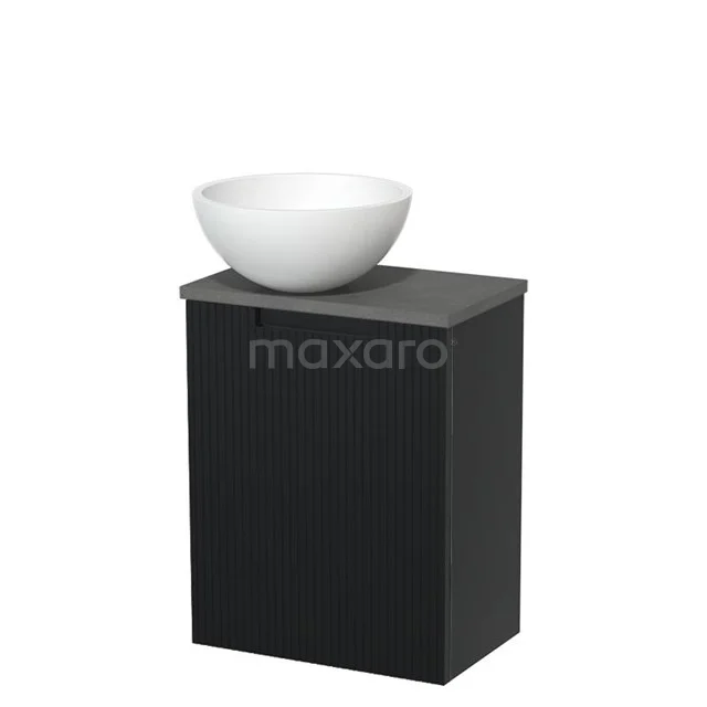 Toilet unit with countertop wash basin | 41 cm Matte black Line front Matte white Solidtop wash basin Dark grey concrete worktop TMK10-15266