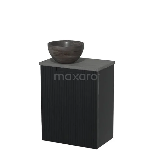 Toilet unit with countertop wash basin | 41 cm Matte black Line front Blue stone Natural stone Countertop wash basin Dark grey concrete worktop TMK10-15489