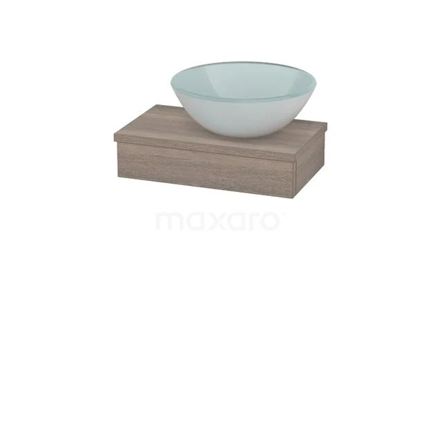 Konsole mit Aufsatzbecken Glas Modulo+ Pico Eiche 40cm BMT006057 Holz Badezimmermöbel mit modernem Waschbecken aus weißer Keramik, ideal für stilvolle Badezimmerlagerung und Dekoration.