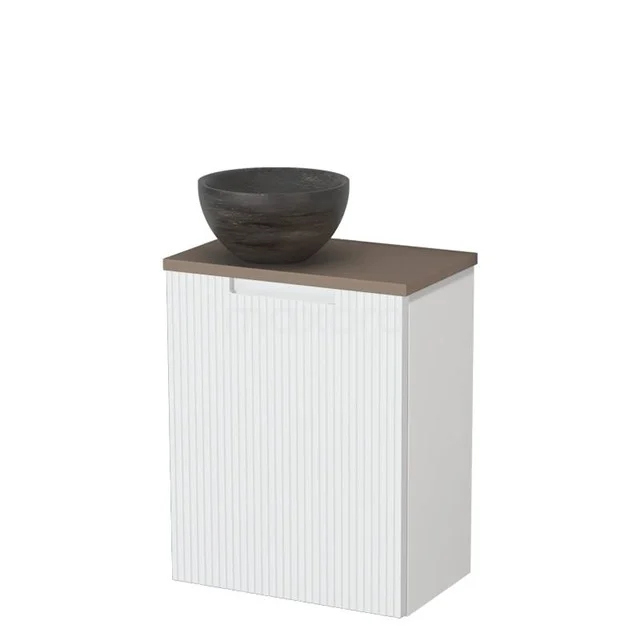Toilet unit with wash basin | 41 cm Matte white Line front Blue stone Natural stone countertop wash basin Taupe worktop TMK10-15736