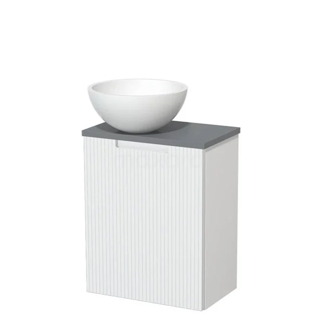 Toilet unit with countertop wash basin | 41 cm Matte white Line front Matte white Solidtop wash basin Mid grey worktop TMK10-15526