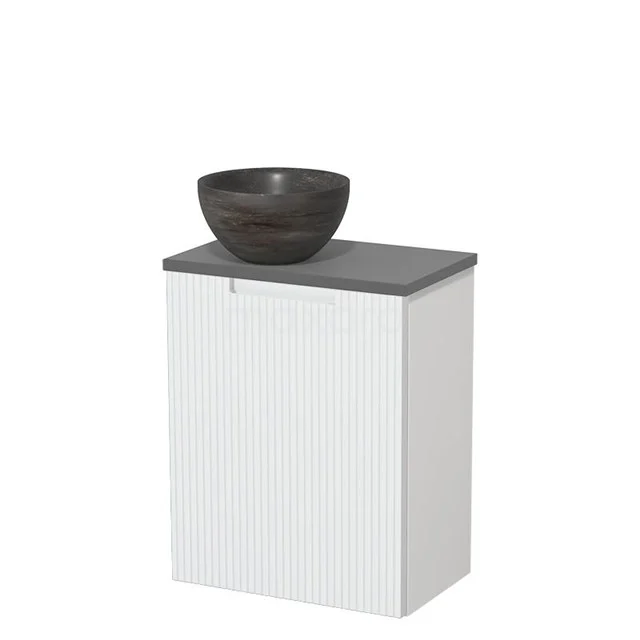 Toilet unit with wash basin | 41 cm Matte white Front line Blue stone Natural stone countertop wash basin Mid grey worktop TMK10-15749