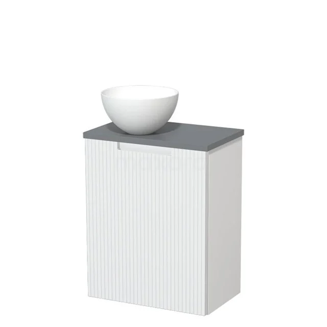 Toilet unit with countertop wash basin | 41 cm Matte white Line front Matte white Solidtop wash basin Mid grey worktop TMK10-15750