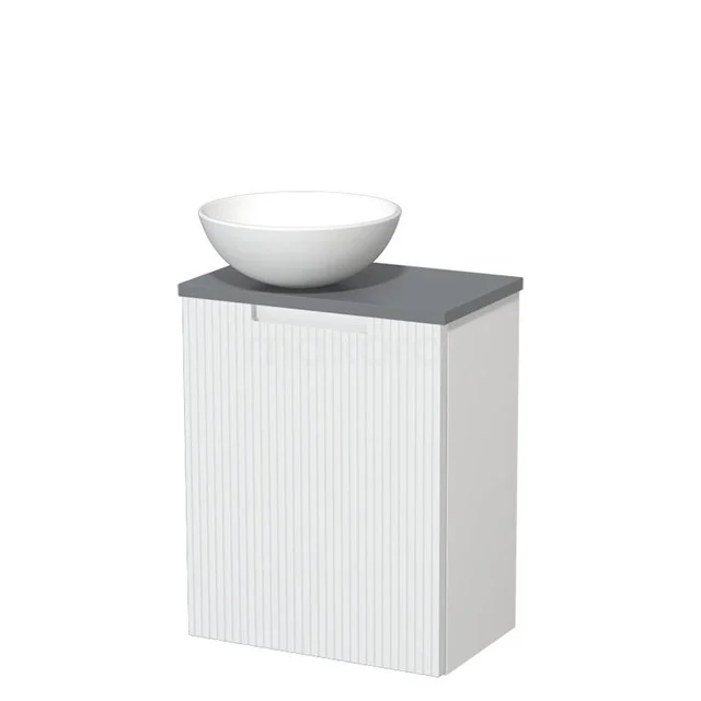 Toilet unit with countertop wash basin | 41 cm Matte white Line front Matte white Ceramic countertop wash basin Mid grey worktop TMK10-15754