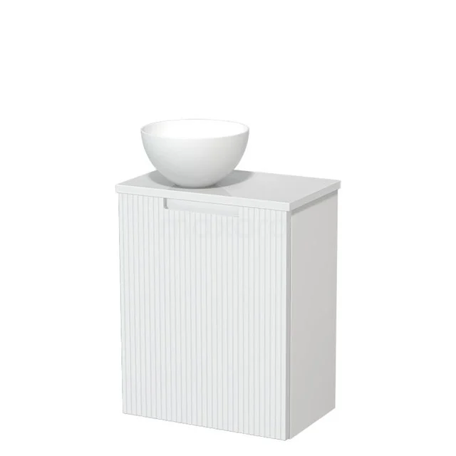 Toilet unit with countertop wash basin | 41 cm Matte white Line front Matte white Solidtop wash basin High-gloss white worktop TMK10-15542