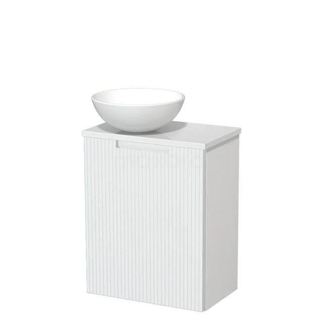 Toilet unit with countertop wash basin | 41 cm Matte white Line front Matte white Ceramic countertop wash basin High-gloss white worktop TMK10-15767