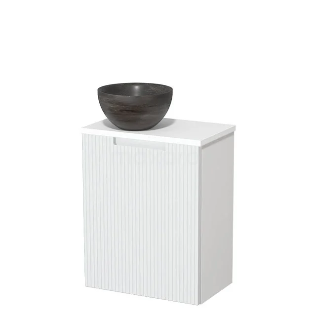 Toilet unit with countertop wash basin | 41 cm Matte white Front line Blue stone Natural stone countertop wash basin Matte white worktop TMK10-15775
