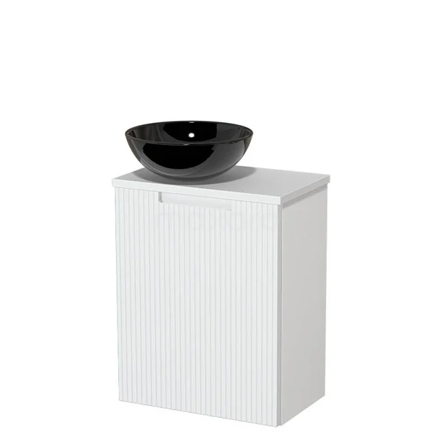 Toilet unit with countertop wash basin | 41 cm Matte white Front line Gloss black Ceramic countertop wash basin Matte white worktop TMK10-15560