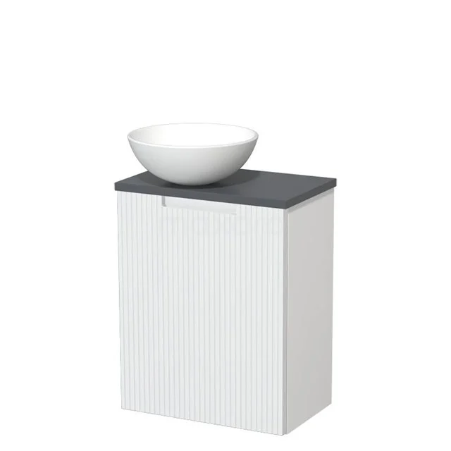 Toilet unit with countertop wash basin | 41 cm Matte white Line front Matte white Ceramic countertop wash basin Dark grey worktop TMK10-15793