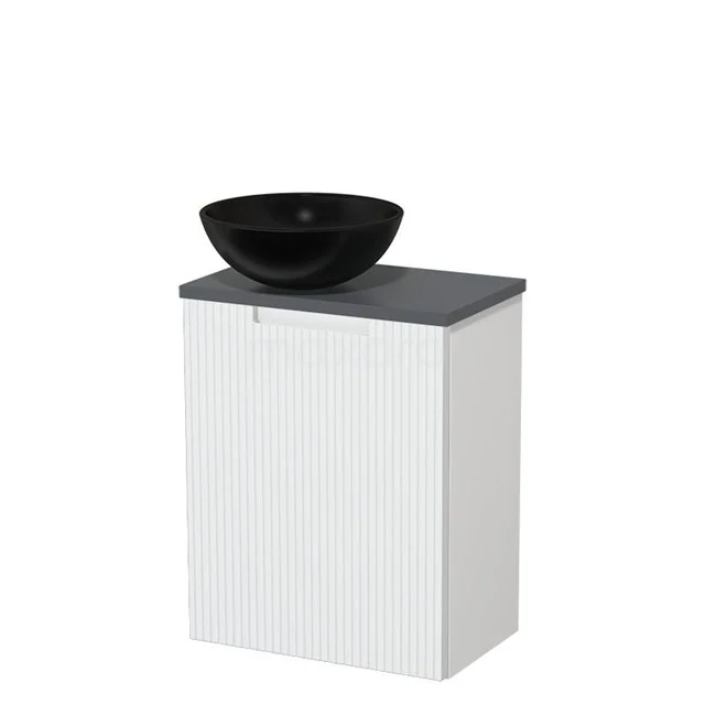Toilet unit with wash basin | 41 cm Matte white Line front Matte black Ceramic countertop wash basin Dark grey worktop TMK10-15795