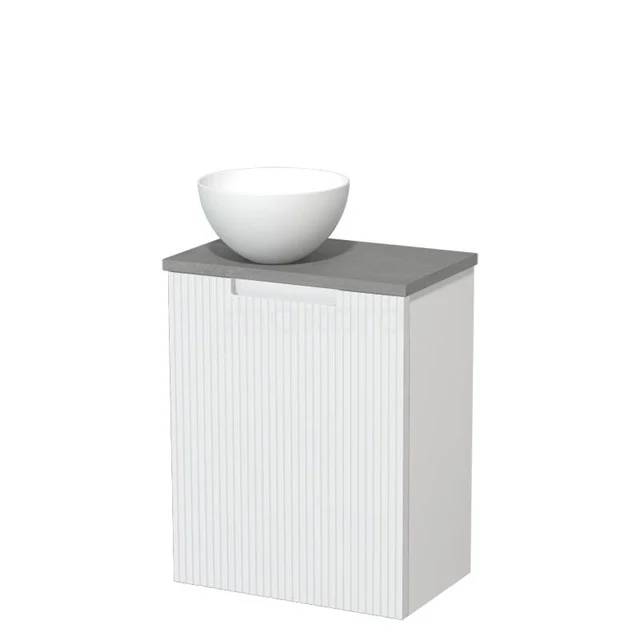 Toilet unit with countertop wash basin | 41 cm Matte white Line front Matte white Solidtop wash basin Light grey concrete worktop TMK10-15919