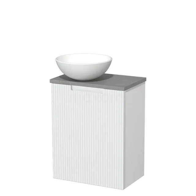 WC-Möbel mit Aufsatzwaschbecken | 41 cm Matt Weiß Line Front Matt Weiß Keramik Aufsatzwaschbecken Hellgrauer Beton Platte TMK10-15923 WC-Möbel mit Aufsatzwaschbecken | 41 cm Matt Weiß Line Front Matt Weiß Keramik Aufsatzwaschbecken Hellgrauer Beton Platte TMK10-15923