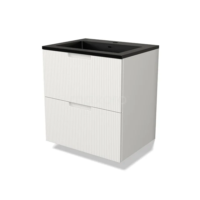 Modulo Waschtische | 60 cm Matt Weiß Linie front Quarz 2 übereinanderliegende Schubladen BMW17-04974