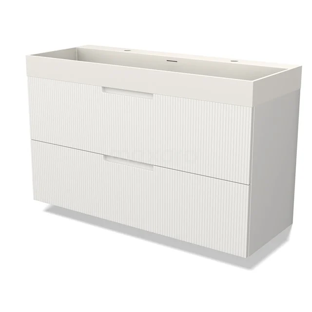 Modulo Vanity units with basin | 120 cm Matte white Line front Solid surface 2 Stacked drawers BMW17-05078