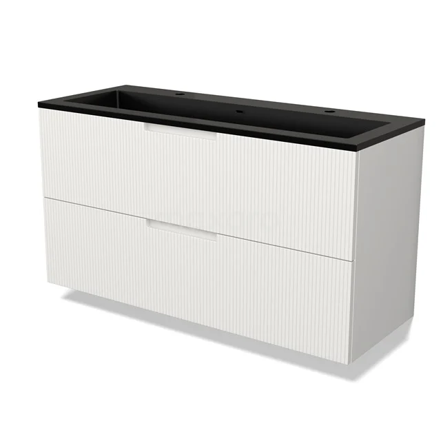 Modulo Vanity units with basin | 120 cm Matte white Line front Quartz 2 Stacked drawers BMW17-05079