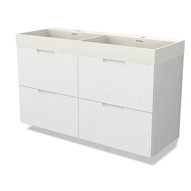 Modulo Vanity units with basin | 120 cm Matte white Line front Solid surface 4 drawers BMW18-01224