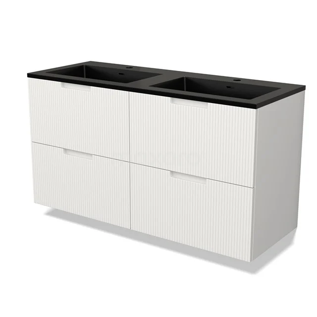 Modulo Vanity units with basin | 120 cm Matte white Line front Quartz 4 drawers BMW18-01226