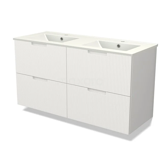 Modulo Vanity units with basin | 120 cm Matte white Line front Ceramic 4 drawers BMW18-01228