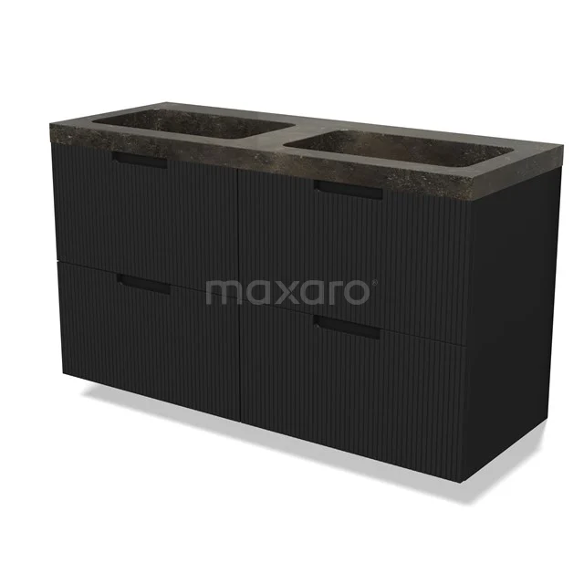 Modulo Waschtische | 120 cm Matt Schwarz Linie front Naturstein 4 Schubladen BMW18-01205