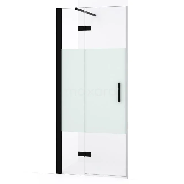 Diamond Duschtür | 80 cm Matt Schwarz Klar mit matter Streifen Drehtür DDB21351133MB