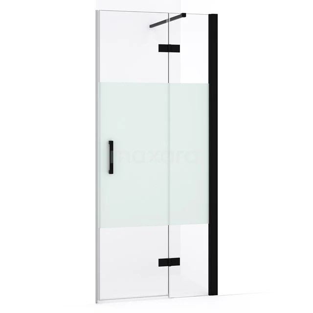 Diamond Shower door | 80 cm Matte black Clear with matt strip Pivot door DDB22351133MB