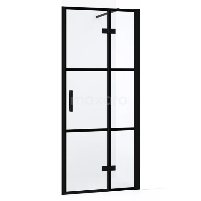 Diamond Shower door | 80 cm Matte black Clear with 4 black stripes Pivot door DDB22351138MB