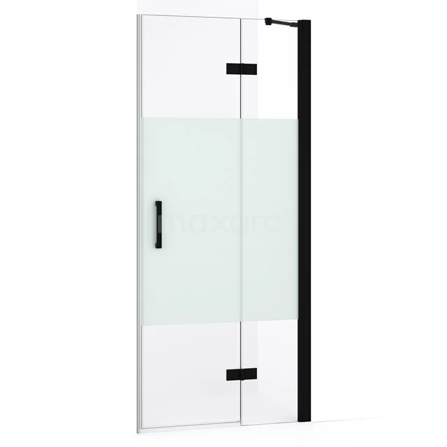 Diamond Shower door | 80 cm Matte black Clear with matt strip Pivot door DDB22351233MB
