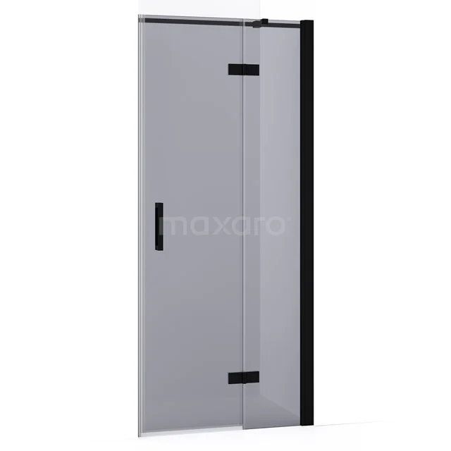 Diamond Shower door | 80 cm Matte black Smoke glass Pivot door DDB22351331MB